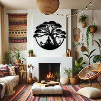 Metal Tree of Life with Buddha Wall Decor