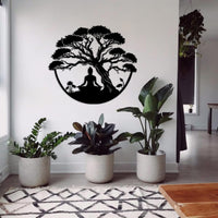 Metal Tree of Life with Buddha Wall Decor