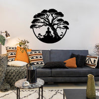 Metal Tree of Life with Buddha Wall Decor