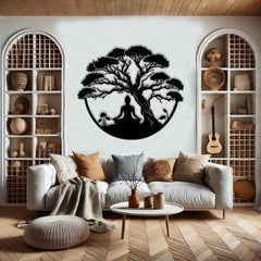 Metal Tree of Life with Buddha Wall Decor