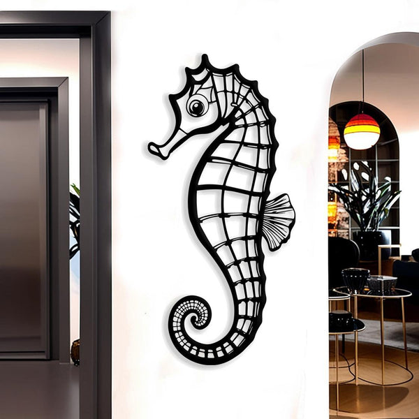 Seahorse Metal Wall Art for Beach House Decor