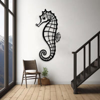 Seahorse Metal Wall Art for Beach House Decor