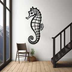 Seahorse Metal Wall Art for Beach House Decor
