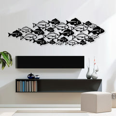 School of Fish Metal Wall Art for Coastal Living Room Decor