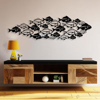 School of Fish Metal Wall Art for Coastal Living Room Decor