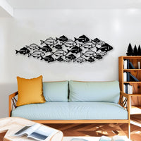 School of Fish Metal Wall Art for Coastal Living Room Decor