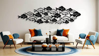 School of Fish Metal Wall Art for Coastal Living Room Decor