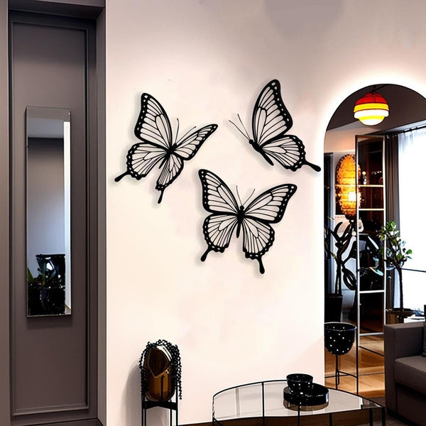 Set of 3 Butterfly Metal Wall Art for Bedroom Wall Decor
