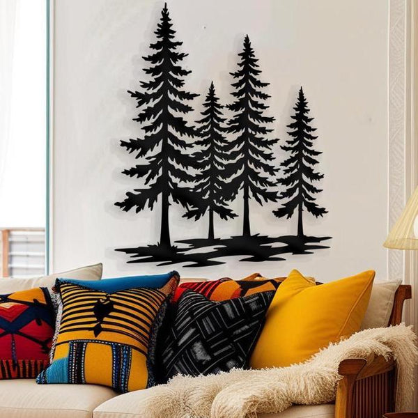 A Family of Pine Trees Metal Wall Art