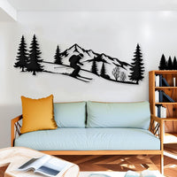 Skiing Metal Wall Art for Cabin Wall Decor