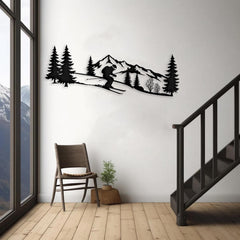 Skiing Metal Wall Art for Cabin Wall Decor