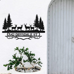 Rustic Deer Address Sign