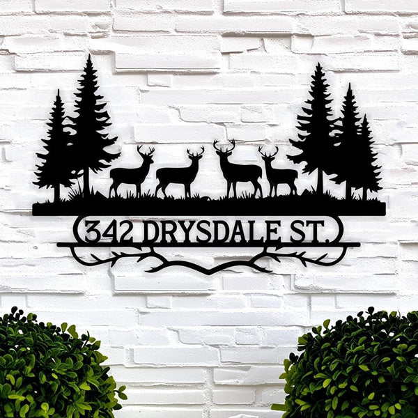 Rustic Deer Address Sign
