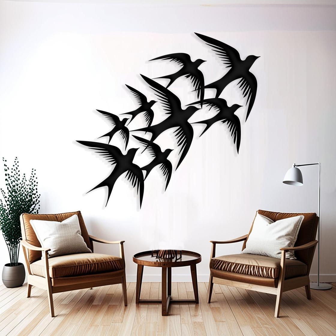 Flying Swallow Metal Wall Art