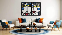 Cubism Faces Metal Wall Art Sets