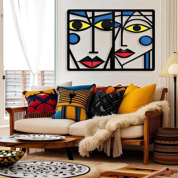 Cubism Faces Metal Wall Art Sets