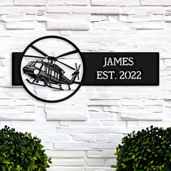 Custom Helicopter Metal Sign