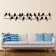 Funny Birds on Wire Metal Wall Art