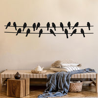 Funny Birds on Wire Metal Wall Art