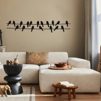 Funny Birds on Wire Metal Wall Art