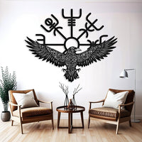 Majestic Viking Raven Metal Wall Art
