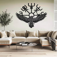 Majestic Viking Raven Metal Wall Art