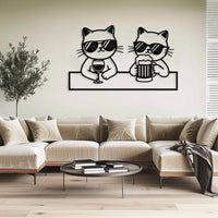 Funny Drinking Cats Wall Art