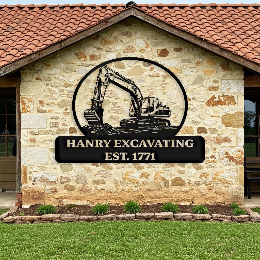Custom Excavating Metal Sign