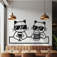 Funny Drinking Cats Wall Art