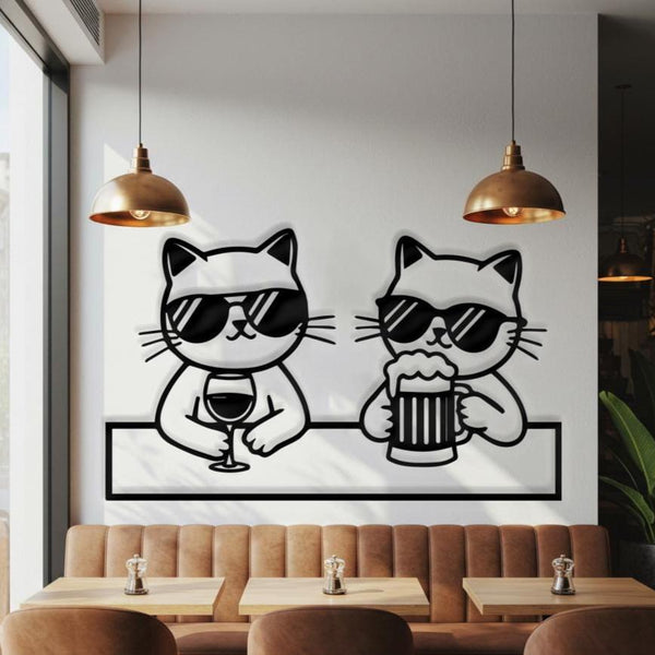 Funny Drinking Cats Wall Art