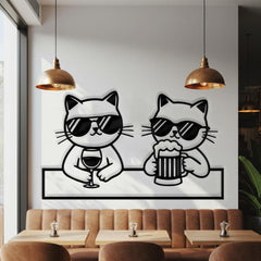 Funny Drinking Cats Wall Art