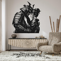 Geisha and Samurai Metal Wall Decor