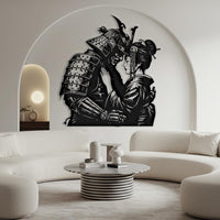 Geisha and Samurai Metal Wall Decor