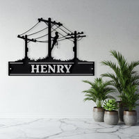 Custom Lineman Metal Sign