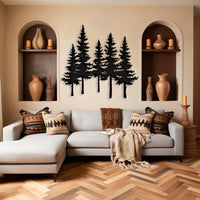 Modern Rustic Pine Tree Metal Wall Art