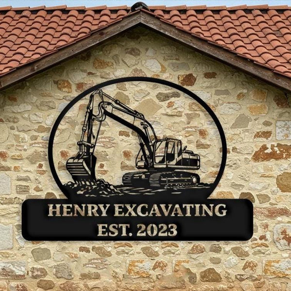 Custom Excavating Metal Sign