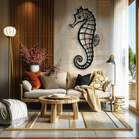 Seahorse Metal Wall Art for Beach House Decor