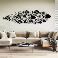 School of Fish Metal Wall Art for Coastal Living Room Decor