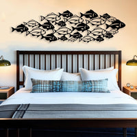 School of Fish Metal Wall Art for Coastal Living Room Decor