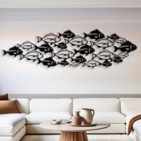 School of Fish Metal Wall Art for Coastal Living Room Decor