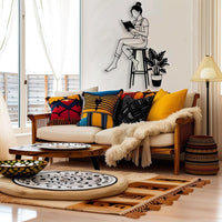 Woman Reading a Book on Chair Metal Wall Decor
