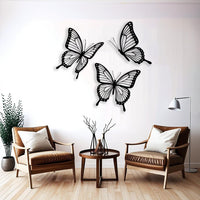 Set of 3 Butterfly Metal Wall Art for Bedroom Wall Decor
