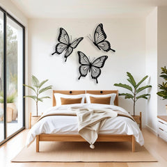 Set of 3 Butterfly Metal Wall Art for Bedroom Wall Decor