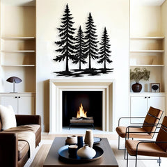 A Family of Pine Trees Metal Wall Art