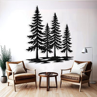 A Family of Pine Trees Metal Wall Art
