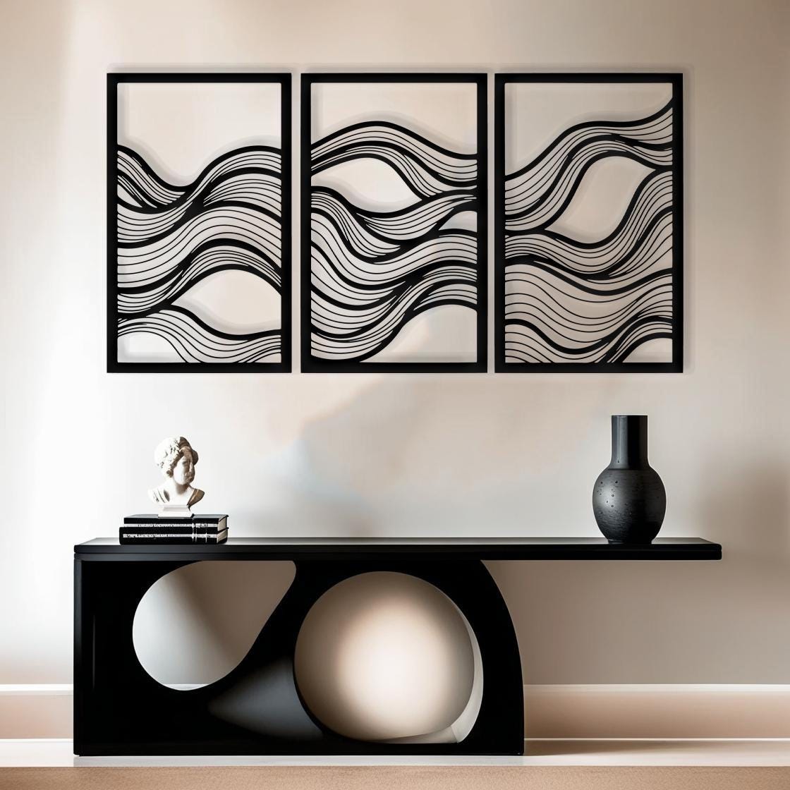 Abstract Wave Line Art
