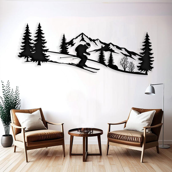 Skiing Metal Wall Art for Cabin Wall Decor
