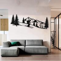 Skiing Metal Wall Art for Cabin Wall Decor