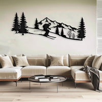 Skiing Metal Wall Art for Cabin Wall Decor