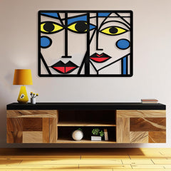 Cubism Faces Metal Wall Art Sets